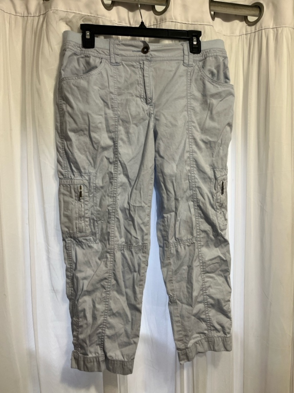 Chico's Light blue Cropped Cargo Pants casual relaxed size small summer